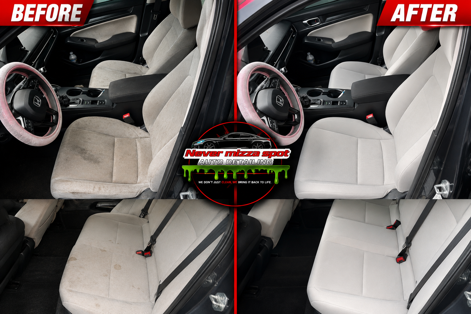 Before and after interior detailing transformation