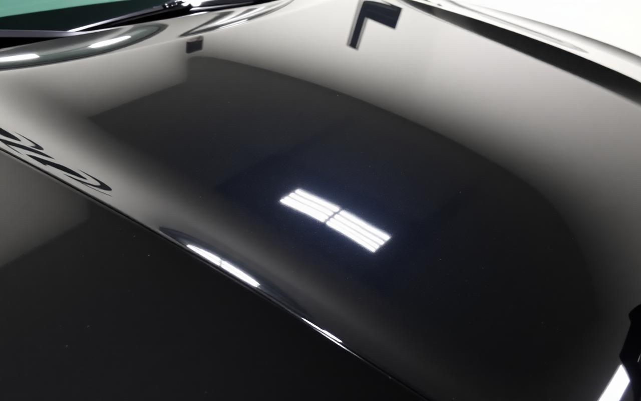 Car hood after professional detailing